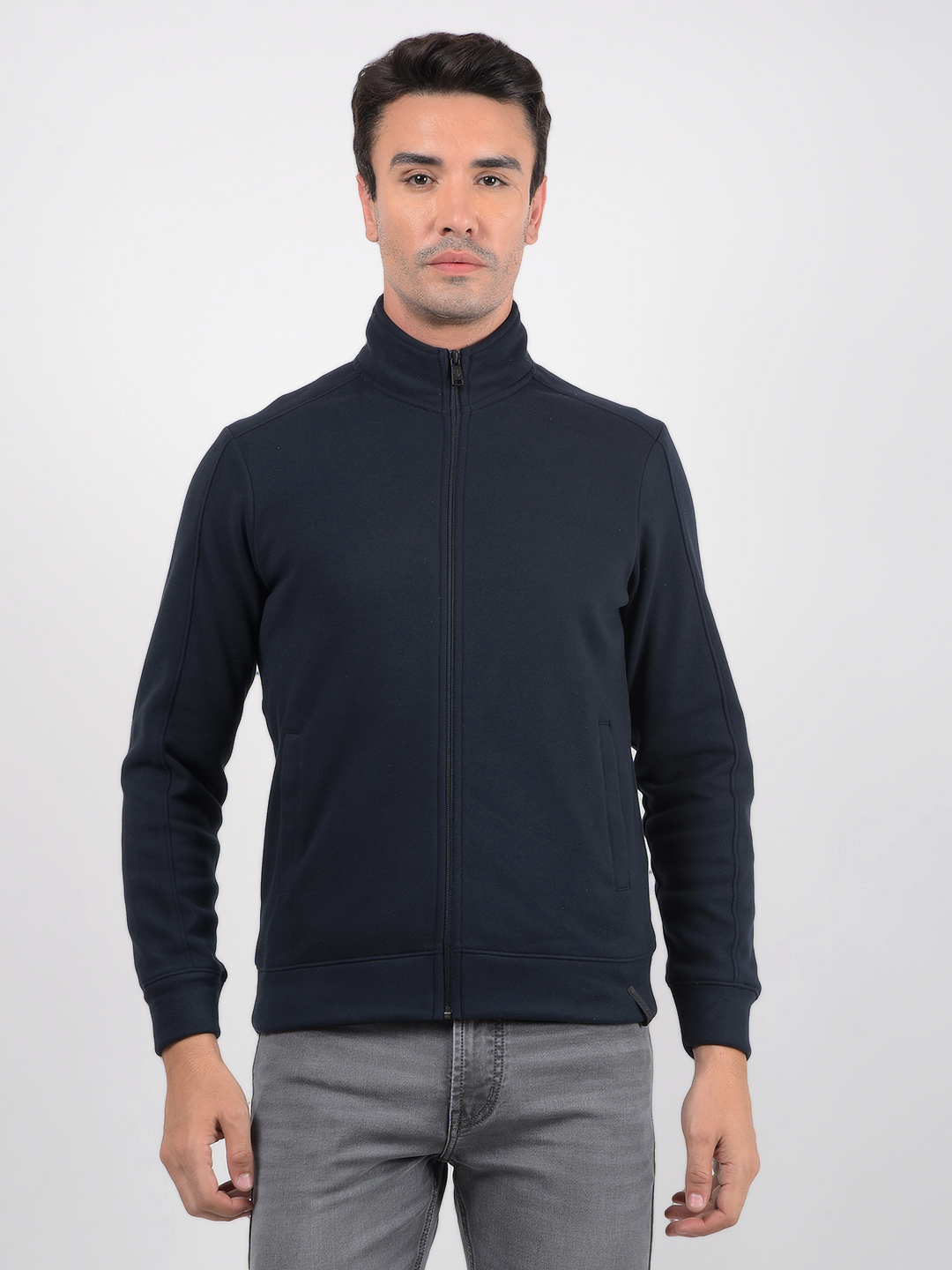 Numero Uno Men Solid Blue Sweat Shirt